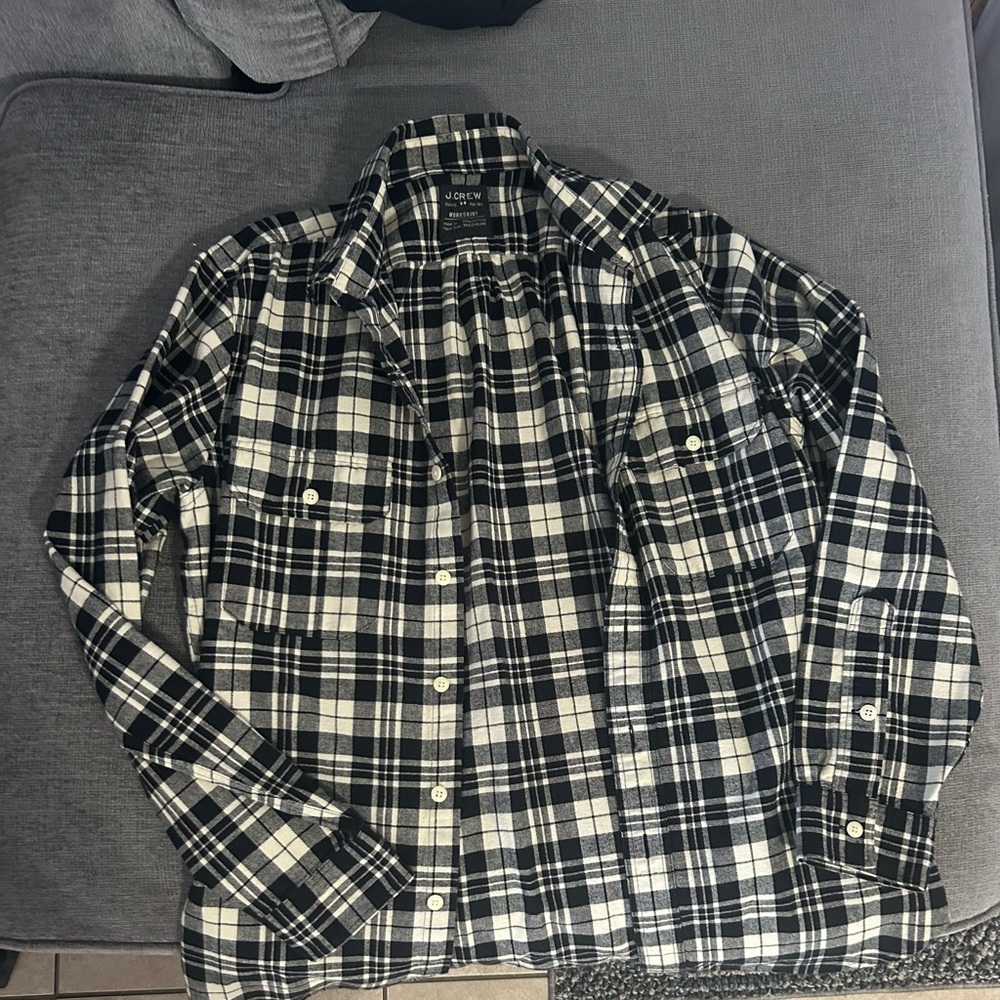 J. Crew Black and White Casual Button Down Shirt